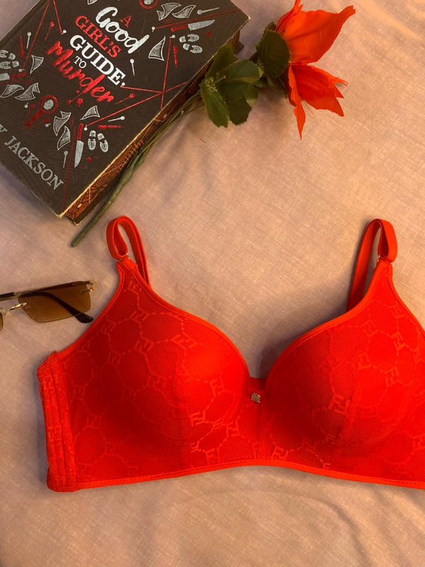 Black Lace Bra with Heart Charm