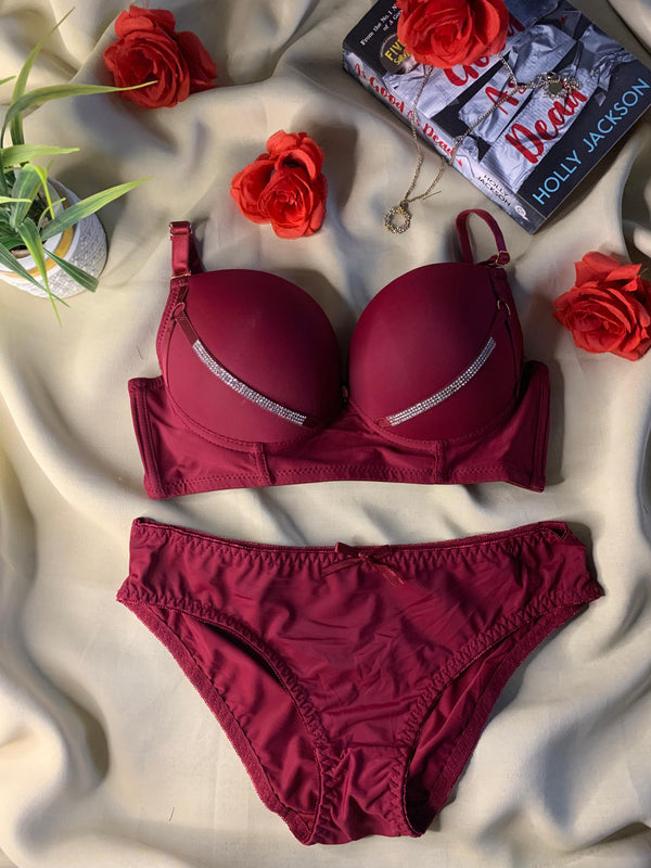 Crystal Charm Push-Up Lingerie Set