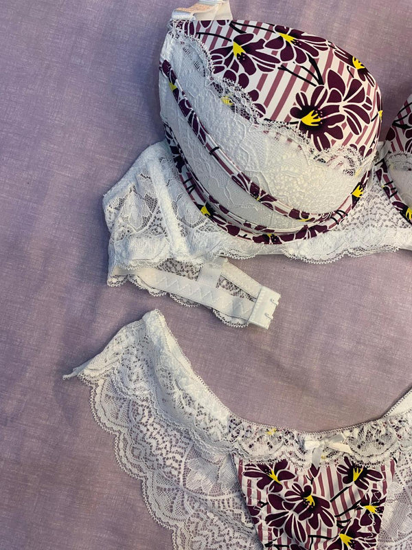Floral Lace Push-Up Bra & Panty Set 💜